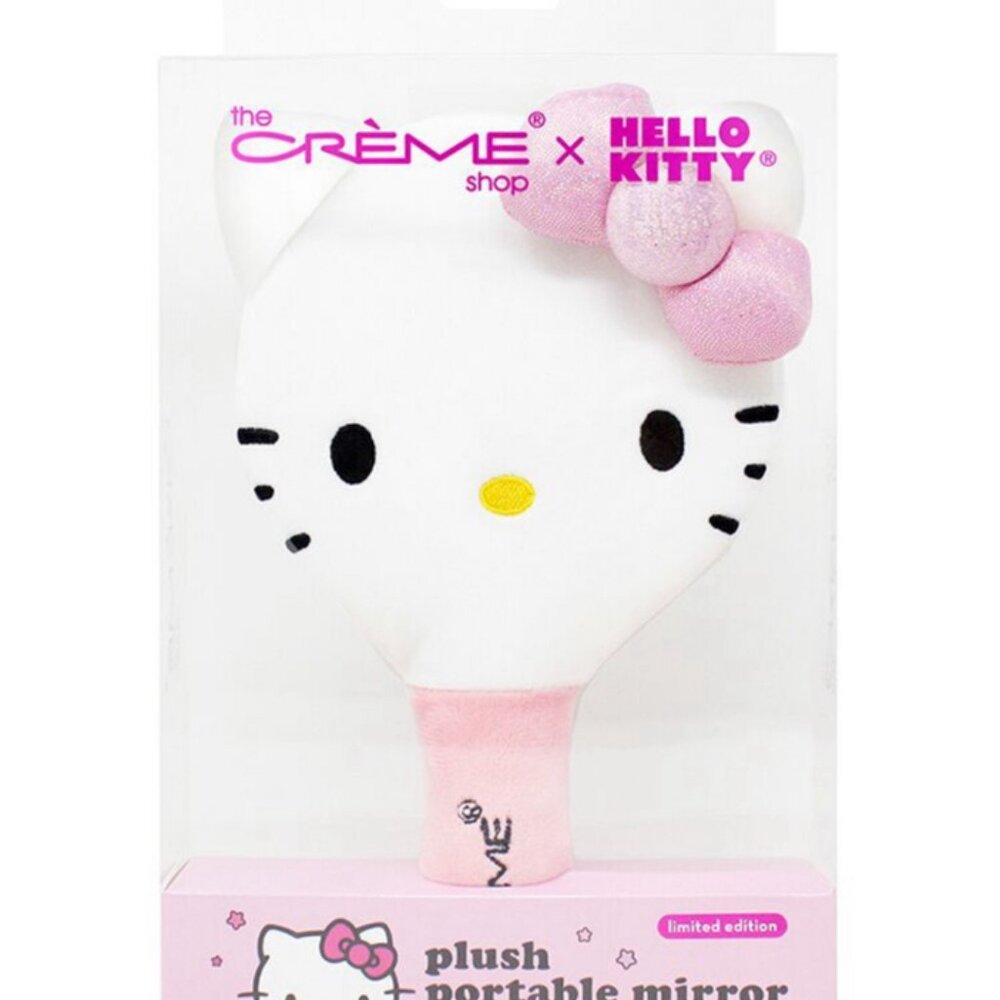 THE CRÈME X HELLO KITTY PLUSH PORTABLE MIRROR NEW